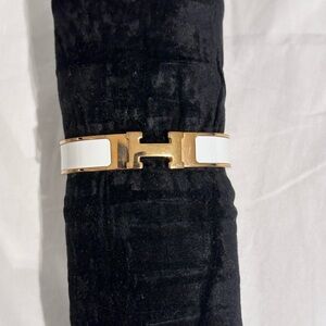 Hermes Clic H Bracelet - White & Gold